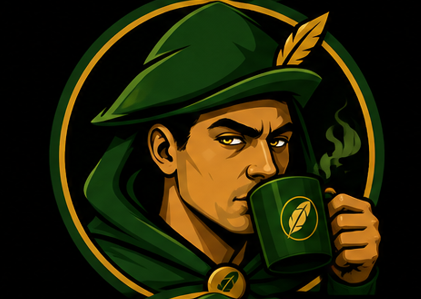 HoodHim sipping from a hood mug